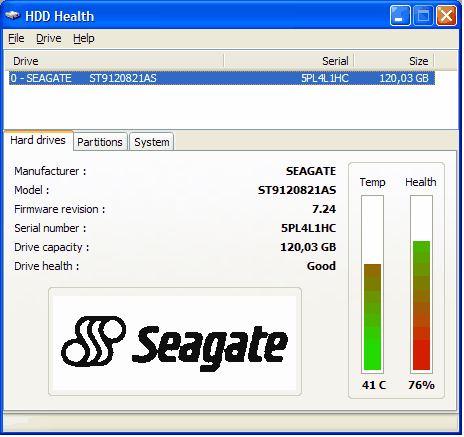 HDD Health โปรแกรมตรวจสอบสถานะและอุณหภูมิฮาร์ดดิส ฟรี