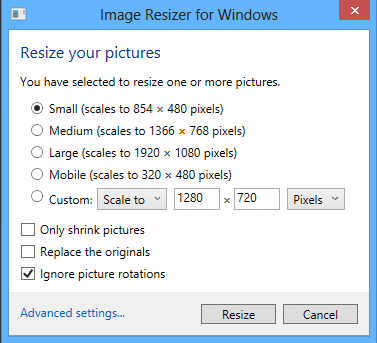 แก้ไขขนาดรูป (Resize images) ง่ายๆแค่คลิกขวาด้วย Image Resizer for Windows 