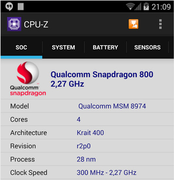 CPU Z แอพพลิเคชันตรวจเช็คสเปค สมาร์ทโฟน แท็บเล็ต บนระบบ Android ดาวน์โหลดฟรี